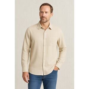 Tommy Bahama Men’s Linen Shirt XL Beige Button Front Relaxed Coastal